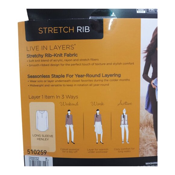 Cuddl Duds Womens Long Sleeve Henley Stretch Rib Knit Top Medium Charcoal - Picture 6 of 10